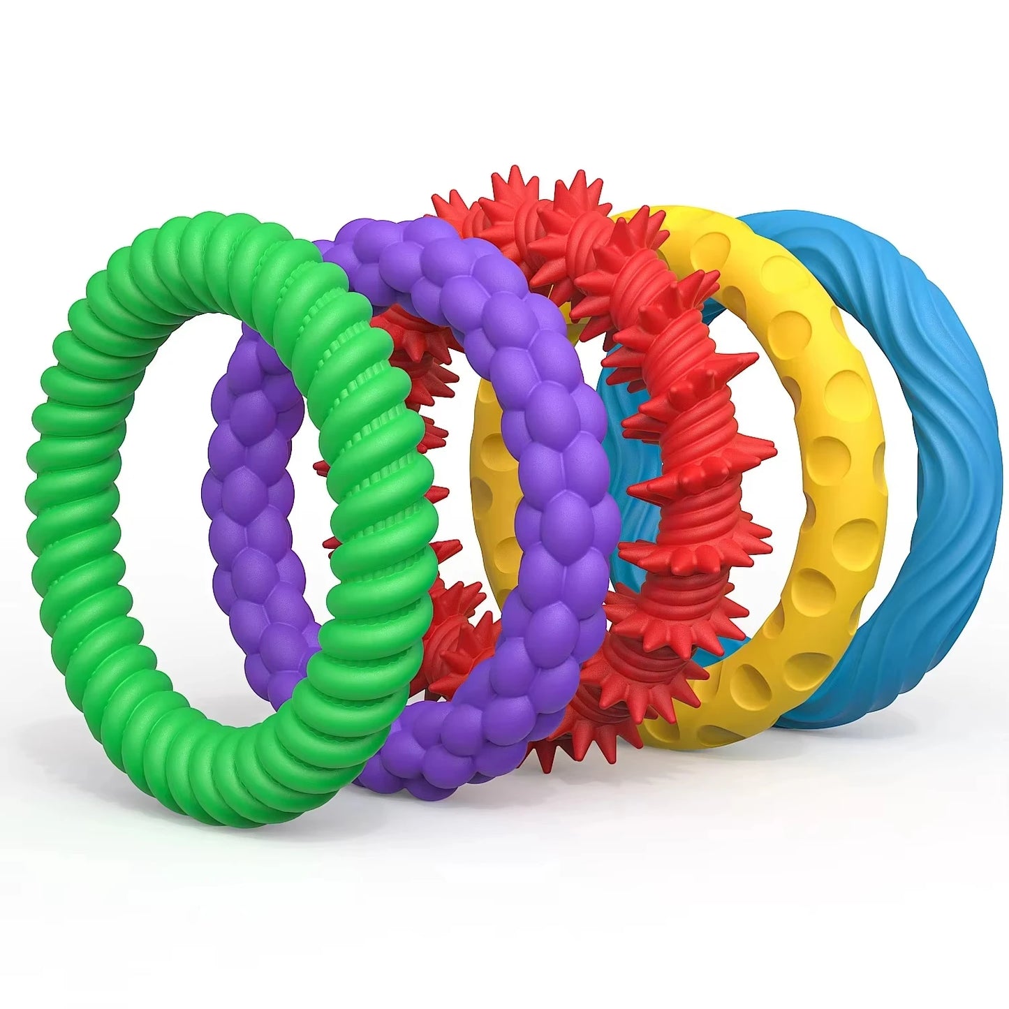 5pcs Sensory Bracelet,EDC Fidgeting Anti Stress Relief Toy Antistress Anxiety Fidget Ring for Kids Children Autism ADHD Silicone Peaceful Pleasures Health and Wellness 5pcs