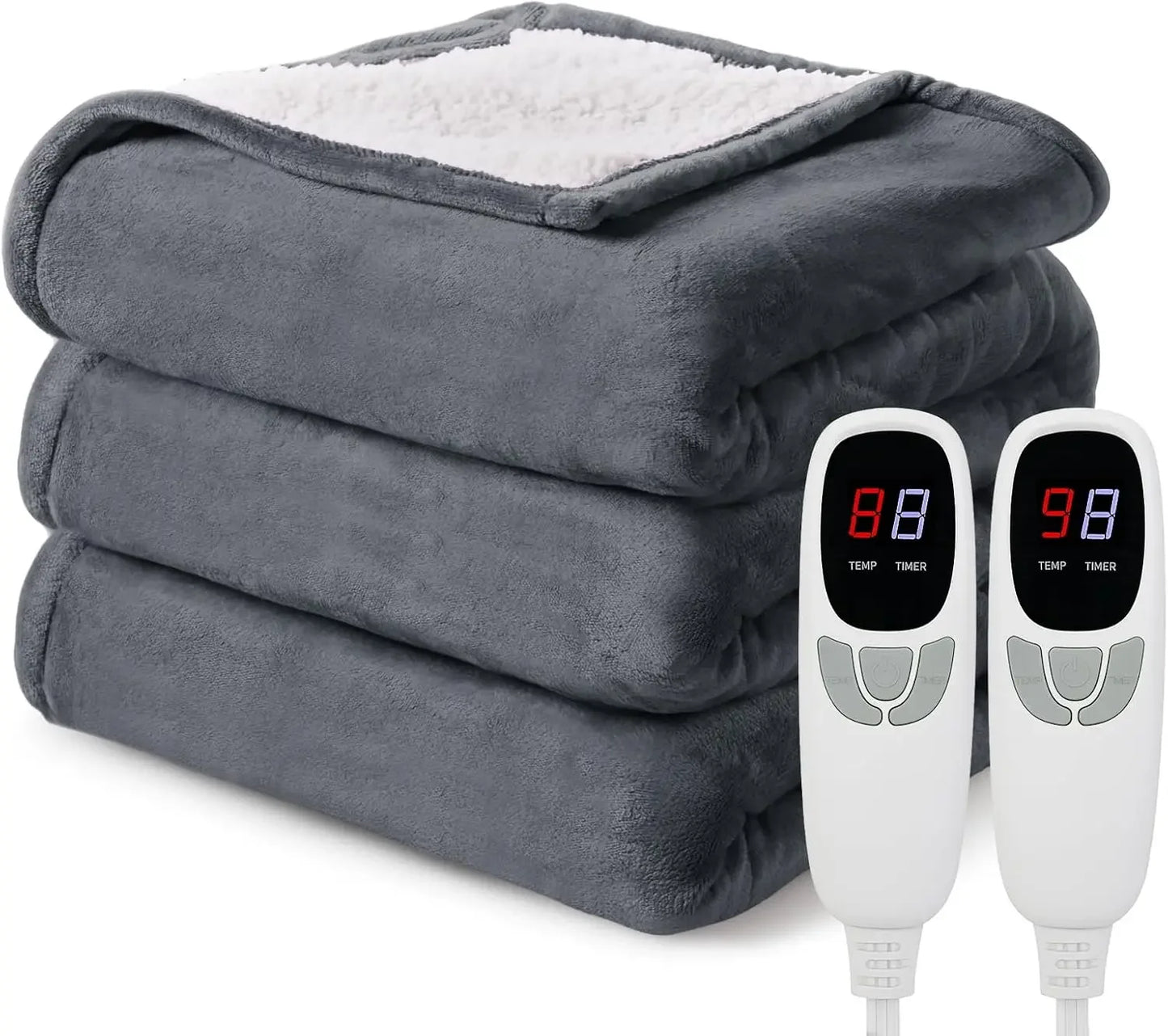 Queen Size Electric Heated Blanket with Dual Control, 9 Heat Levels, 10 Timers, Auto Shut-Off & Overheat Protection Peaceful Pleasures Health and Wellness United States