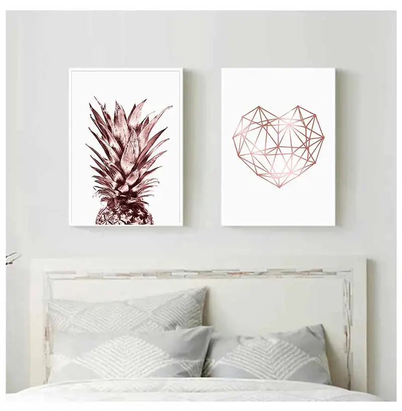 Rose Gold Tropical Pineapple Canvas Wall Art Print | Home Décor Canvas Wall Art Print Peaceful Pleasures Health and Wellness