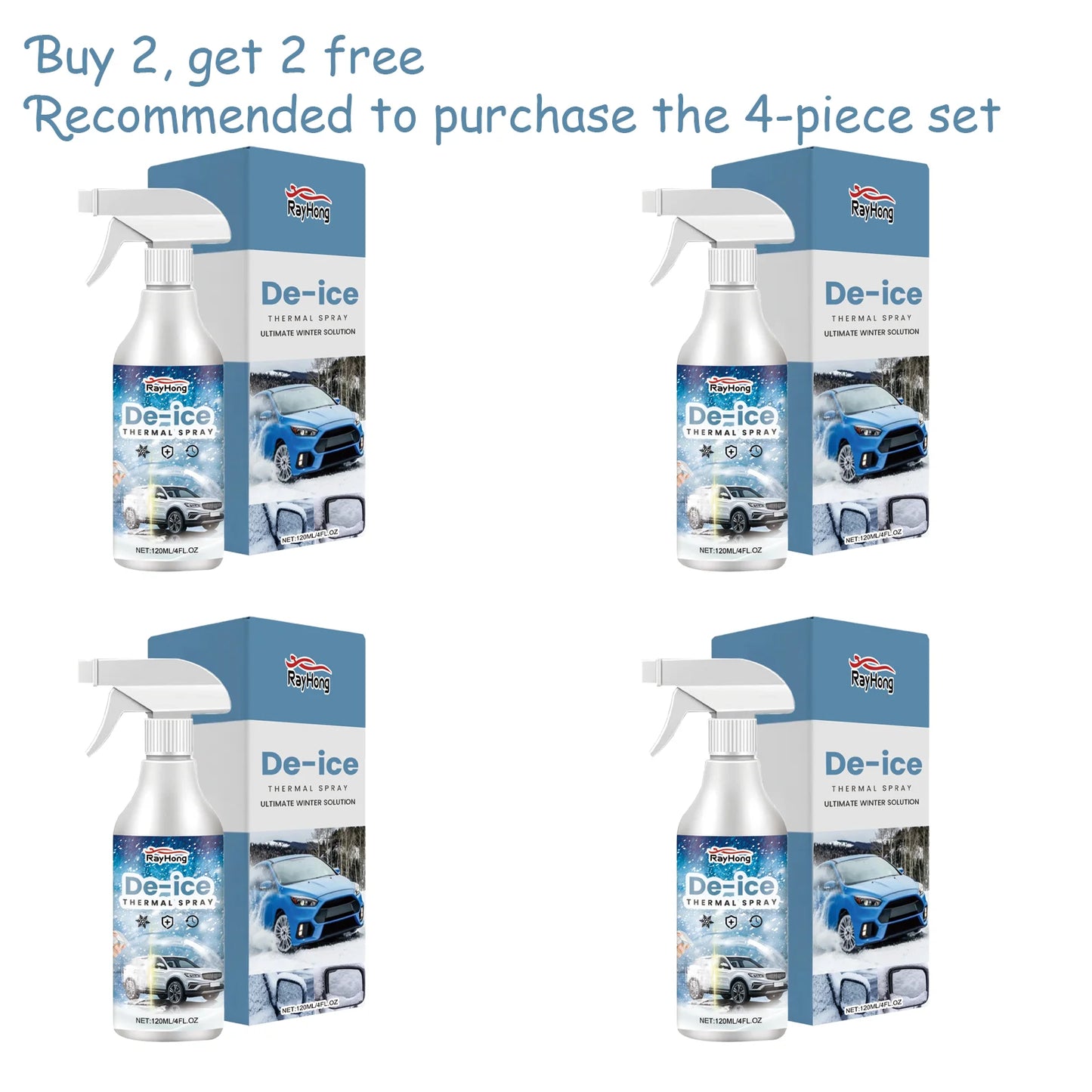 Rayhong 120ml Car De-Icer Spray | Fast Windshield Ice Melt