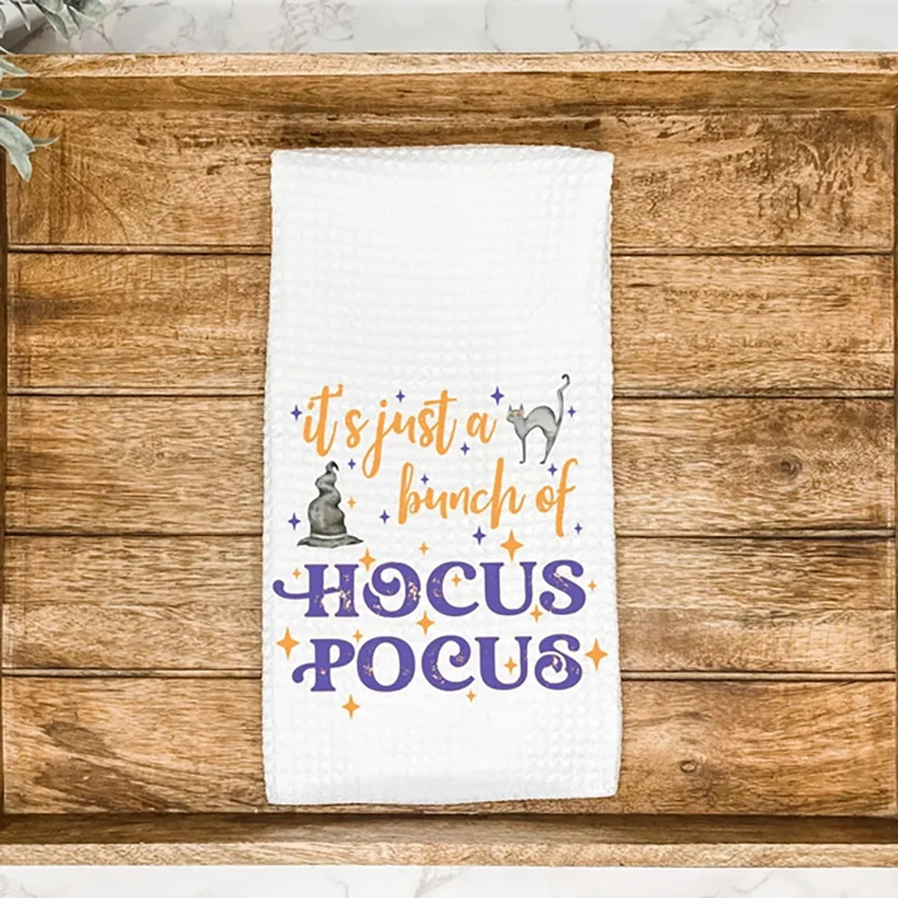 Hocus Pocus Halloween Waffle Tea Towel | Fall Kitchen Decor
