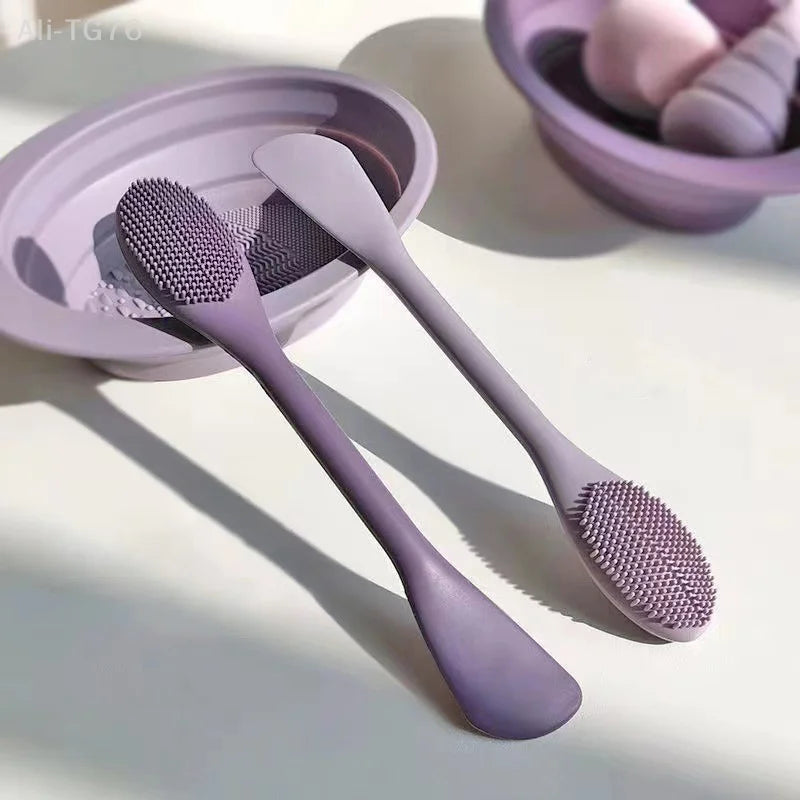Double-Head Silicone Facial Mask Brush & Massage Tool