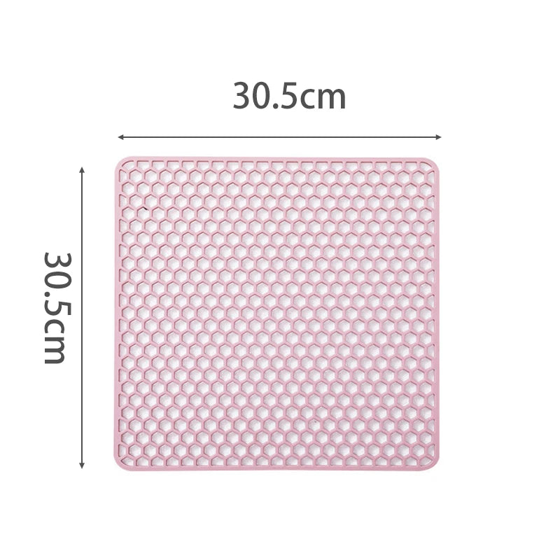 Silicone Drain Mat Heat Insulated Pad Kitchen Sink Protector Hollow Sink Mat Countertop Mats Kitchen Protection Countertop Mats Peaceful Pleasures Health and Wellness C pink 30.5cm silicone