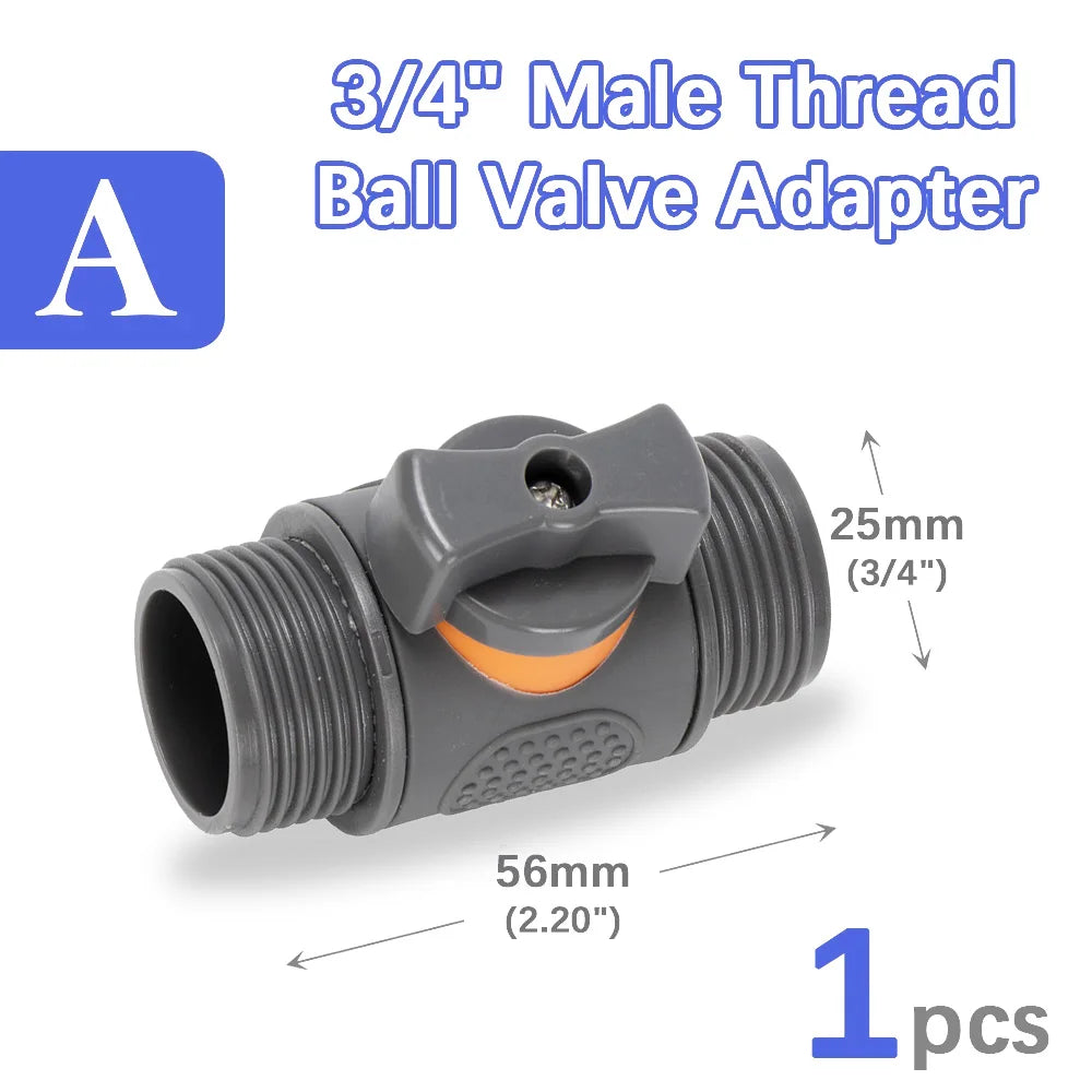 16mm 3/4" Ball Valve Adapter Extender Female Male Thread Stop Water Garden Irrigation Pipe Tube Connect Repair Coupling Joints Peaceful Pleasures Health and Wellness A-1PCS