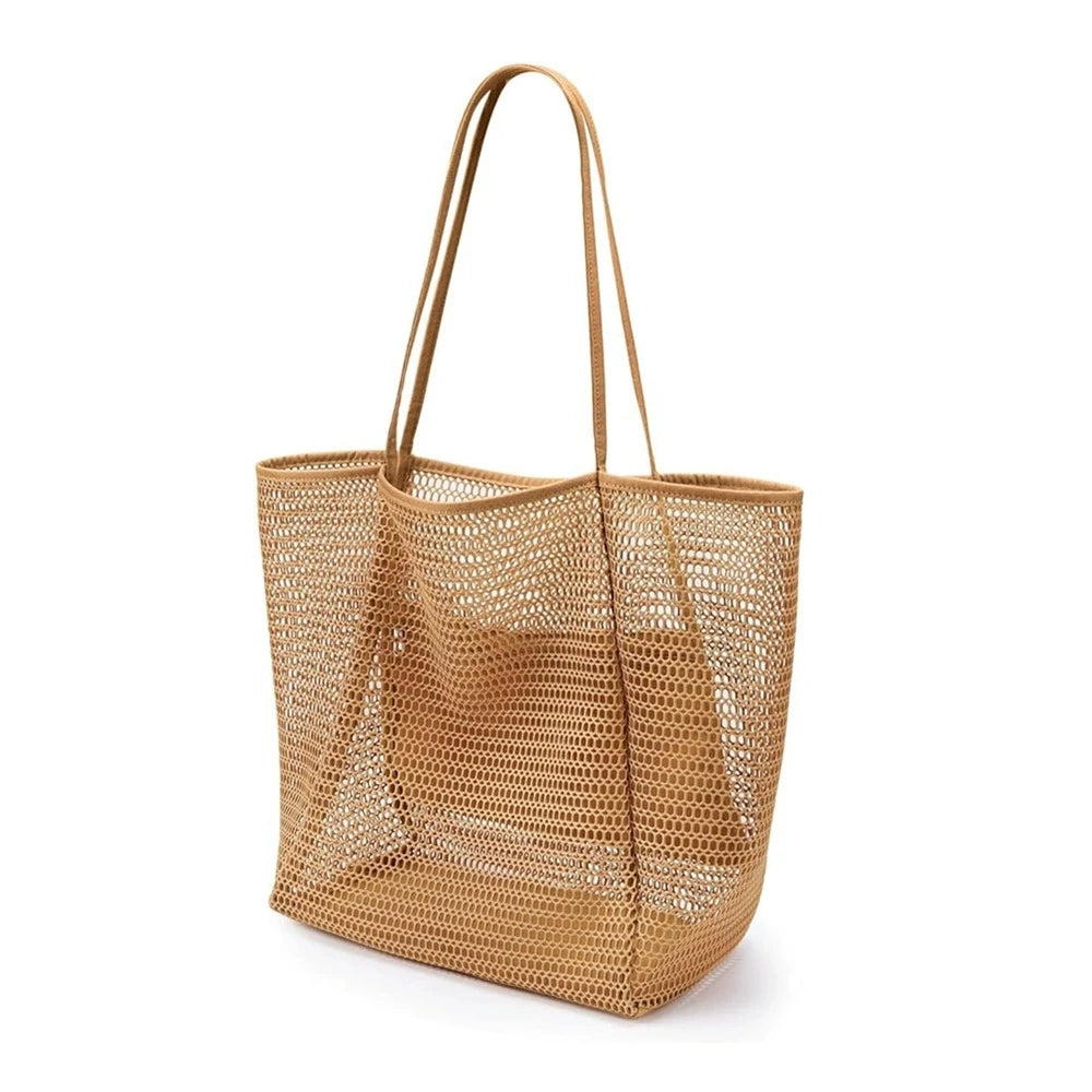 Large Foldable Mesh Beach Bag – Women's Shoulder Tote