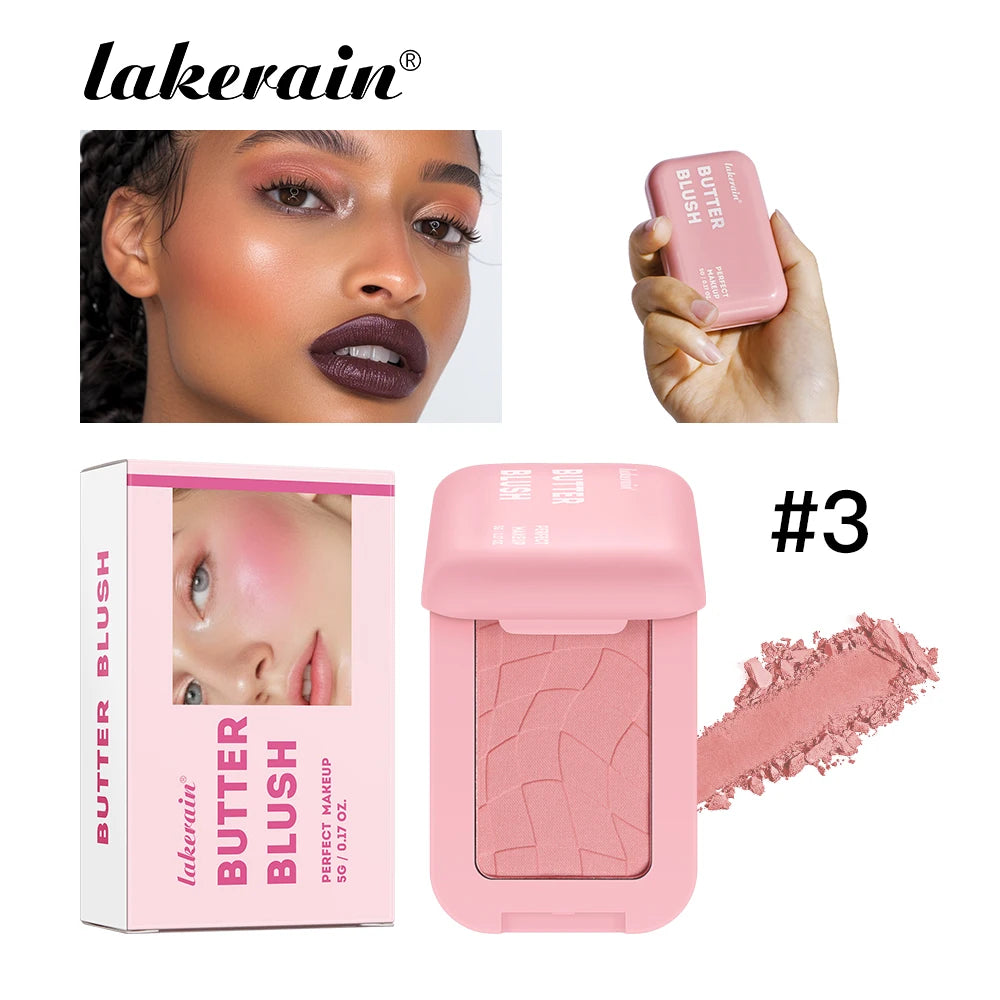 Lakerain Butter Blush High Color Rendering Brightening Makeup Long-lasting Makeup Effect Waterproof Sweat-proof Butter Blush Peaceful Pleasures Health and Wellness Feeling Butter