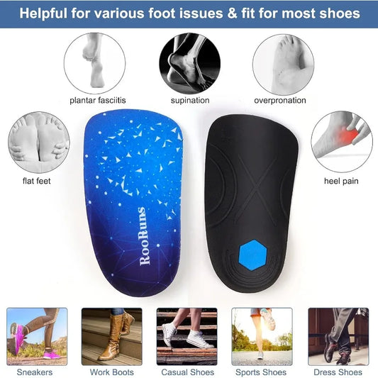Men Women 3/4 Arch Support Sport Insoles Orthotic Heel Inserts Comfort Breathable Durable Shoe Insert for Daily Use & Most Shoes Peaceful Pleasures Health and Wellness