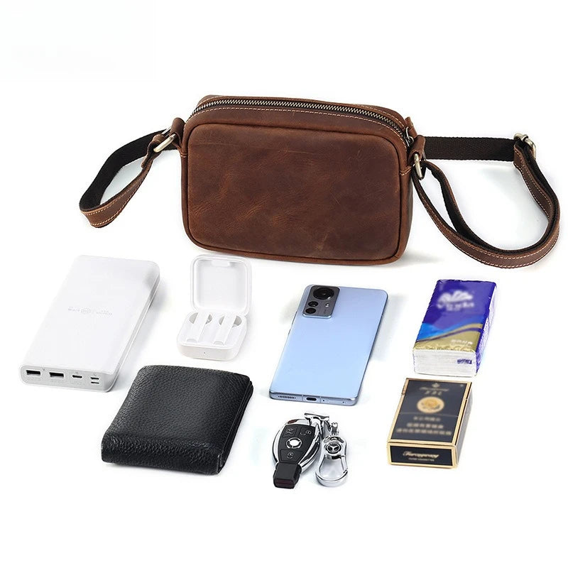 Men's Genuine Leather Retro Crossbody Messenger Bag