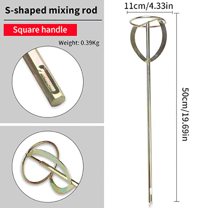 Upgraded Version Cement Mixer Stirring Tool Stainless Steel Mixing Paddle Rod Paint Putty Mixing Stick For Electric Concrete Mix Peaceful Pleasures Health and Wellness A3
