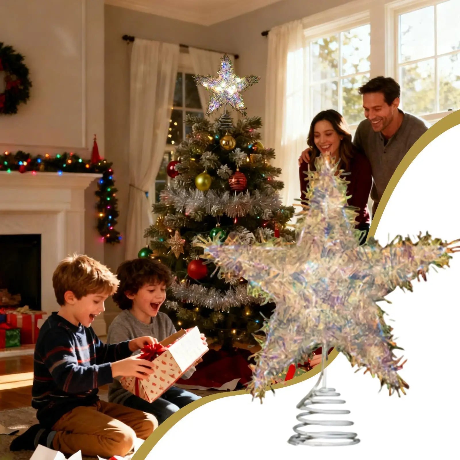 Christmas Star Tree Topper Lighted Holiday Decor Tree Top Decoration Ornament For Homeowners DIY Enthusiasts Apartment Church Peaceful Pleasures Health and Wellness