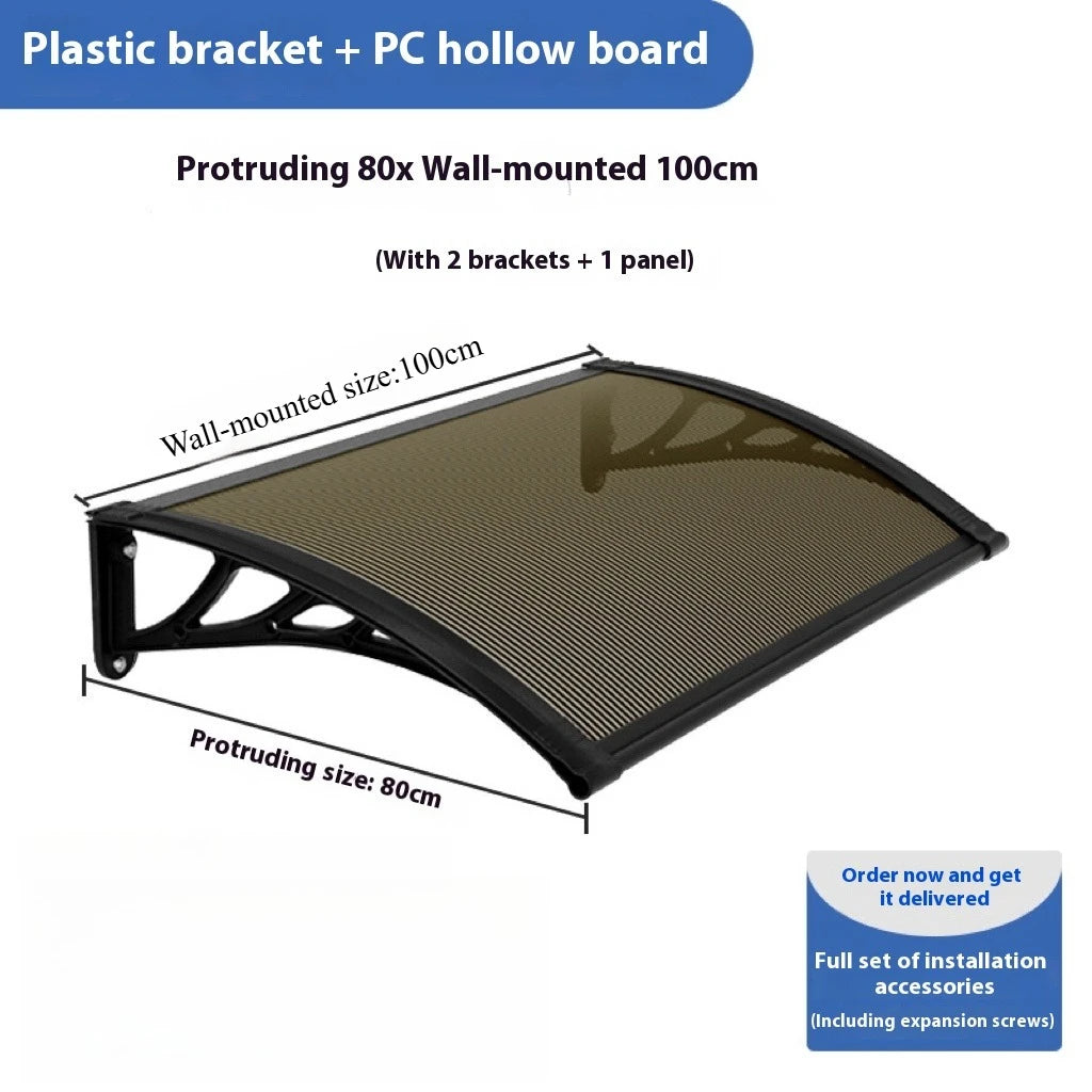 Window Awning Door Canopy 60x60 80x80 60x100 Window Awning Overhead Modern Polycarbonate Cover Outdoor Front Porch Patio Canopy Peaceful Pleasures Health and Wellness Tea color 80 100