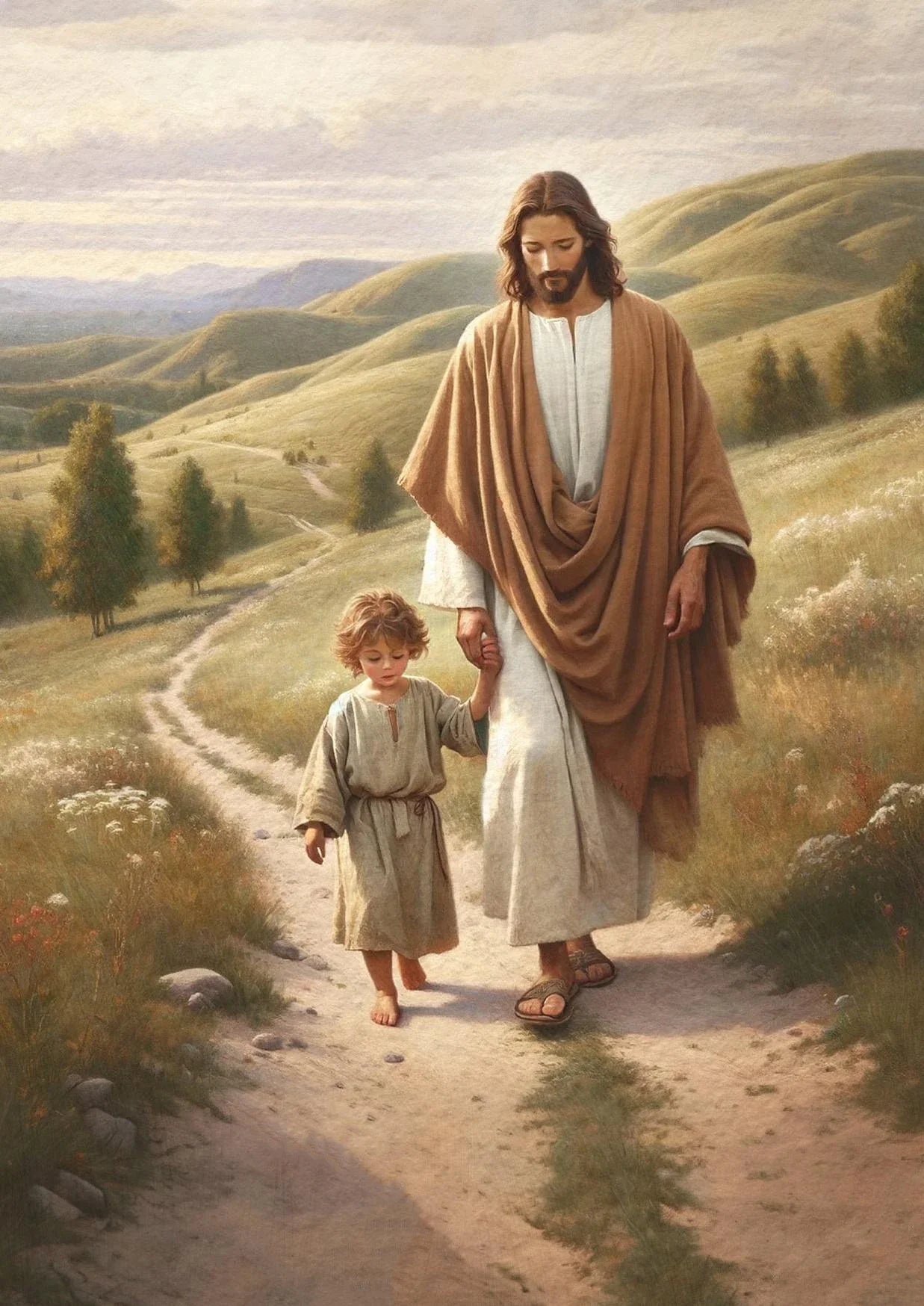 Jesus Christ Divine Hand Retro Canvas Wall Art | Religious Décor