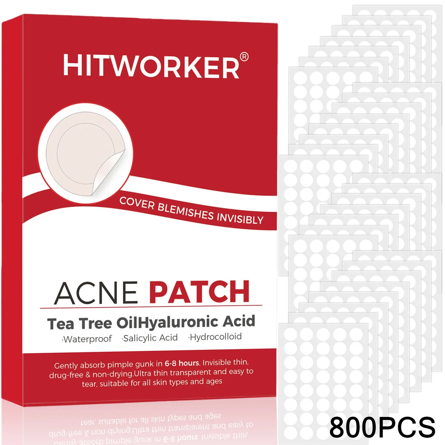 Invisible Hydrocolloid Acne Patches – Waterproof, All Skin Types
