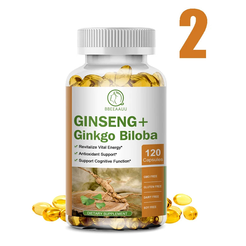 Ginseng Ginkgo & Ashwagandha Capsules – 120ct Peaceful Pleasures Health and Wellness 2Bottles United States