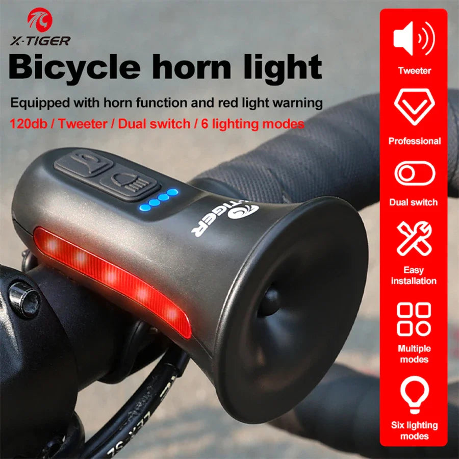 X-TIGER Electric Bike Horn & Light | USB Rechargeable IPX4