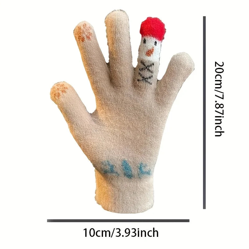 Winter Women Knit Gloves Cute Snowman Touch Screen Thick Warm Windproof Cold Proof Five Fingers Gloves Outdoor Full Finger Mitts Peaceful Pleasures Health and Wellness