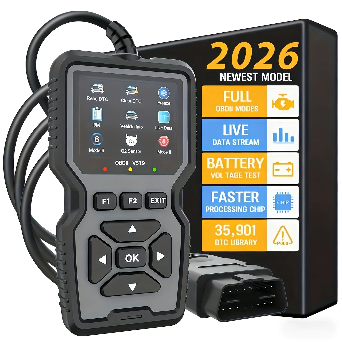 V519 Car Obd2 Scanner Diagnostic Tool Code Reader with Real-Time Battery Voltage Testing & Engine Fault Code Scanner for Professionals Peaceful Pleasures Health and Wellness