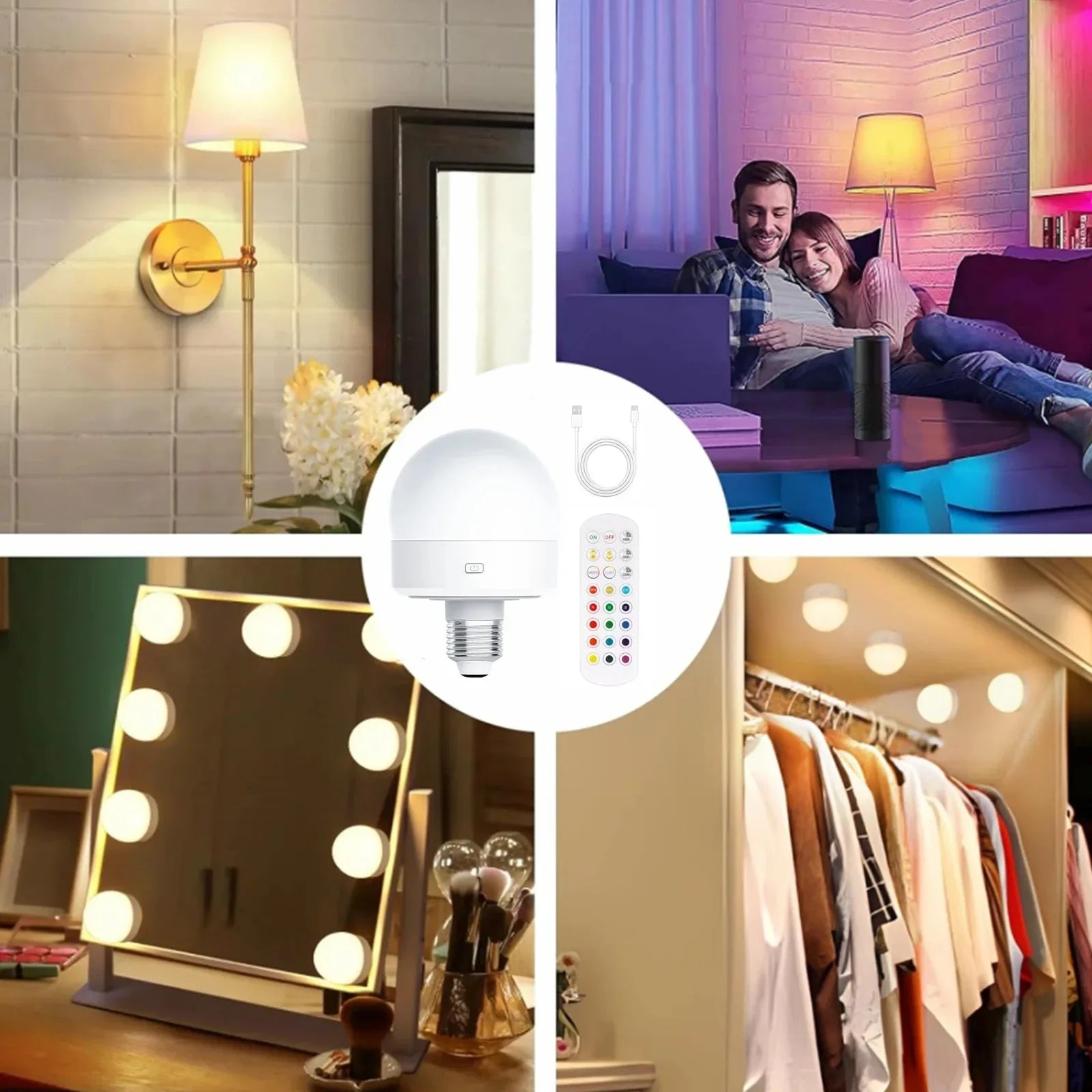 GGbingo 3 Color Temperatures Rechargeable Light Bulbs Remote Control Battery Operated Light Bulb with Timer Dimmable Lamp Peaceful Pleasures Health and Wellness