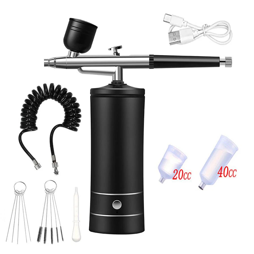 Airbrush Painting Airbrush with Compressor Mini Spray Gun for Paint Modeling Paint Spray Portable Airbrush Kit with Compressor Peaceful Pleasures Health and Wellness Black