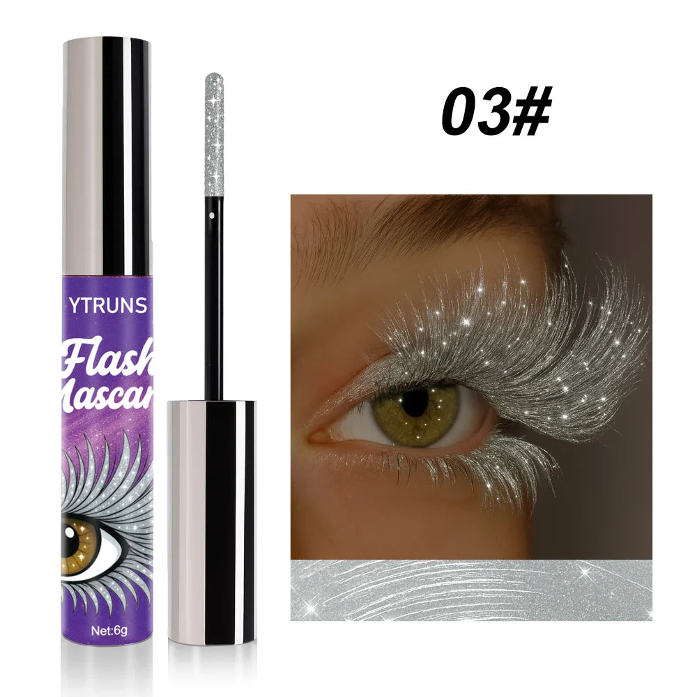 7 Color Shimmer Glitter Mascara – Waterproof Lengthening Formula