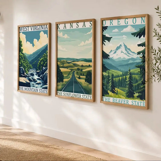 USA Vintage Canvas Wall Art – Retro Landscape Poster Print Canvas Poster Print Peaceful Pleasures Health and Wellness