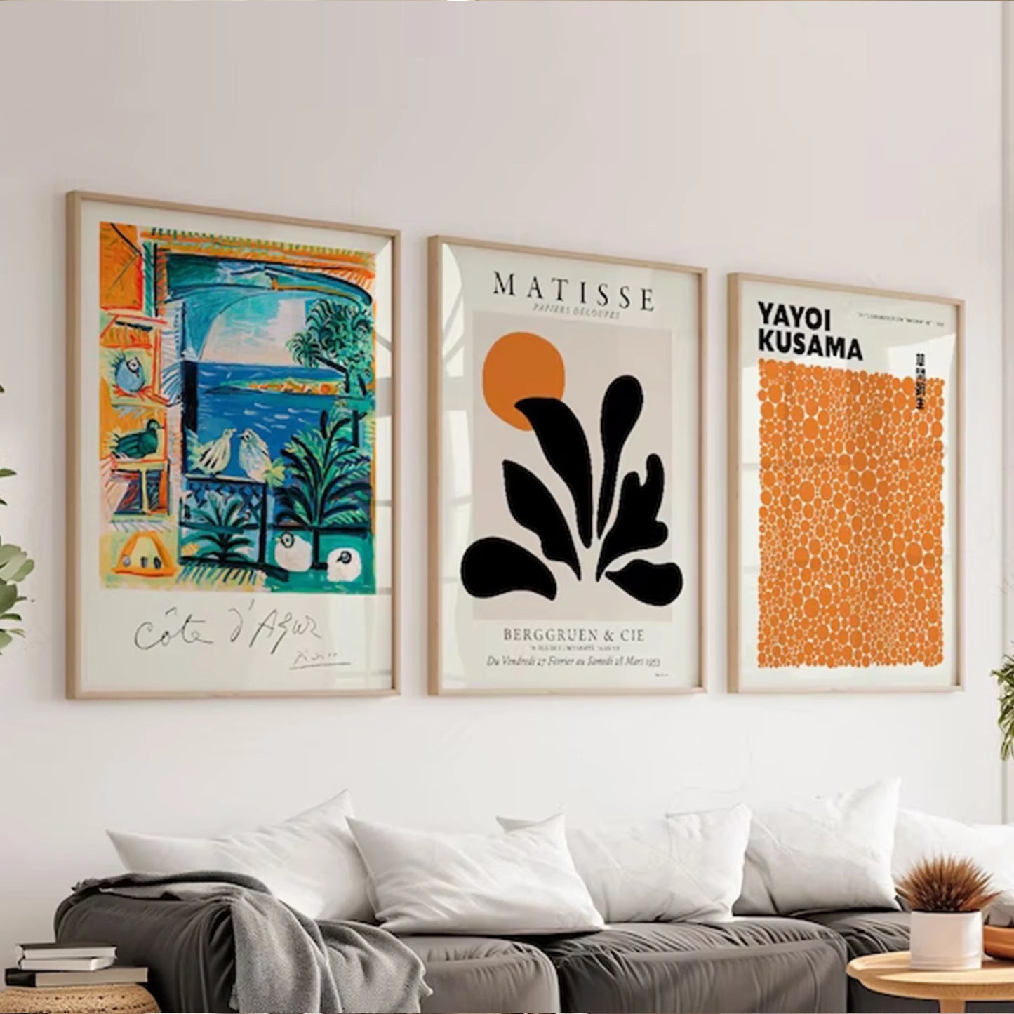 3-Piece Modern Gallery Canvas Wall Art – Matisse Picasso Kusama