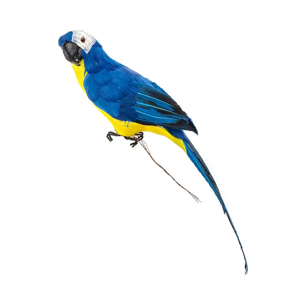 25/35cm Creative Handmade Simulation Parrot Animal Bird Garden Props Decoration Miniature Feather Lawn Doll Ornaments Peaceful Pleasures Health and Wellness blue-25CM