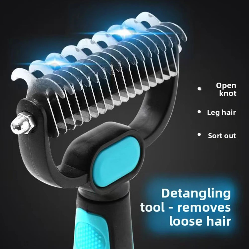Pet Comb,2 In 1 Double-Sided Pet Grooming Rake For Cats Dogs,Stainless Steel Professional Pet Grooming Tool,Pet Salon Supply Peaceful Pleasures Health and Wellness