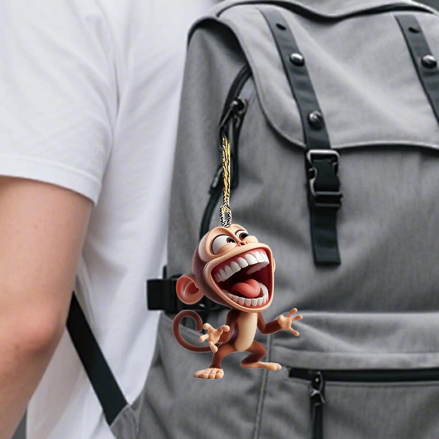 2D Acrylic Monkey Pendant – Car Charm, Keychain & Backpack Tag