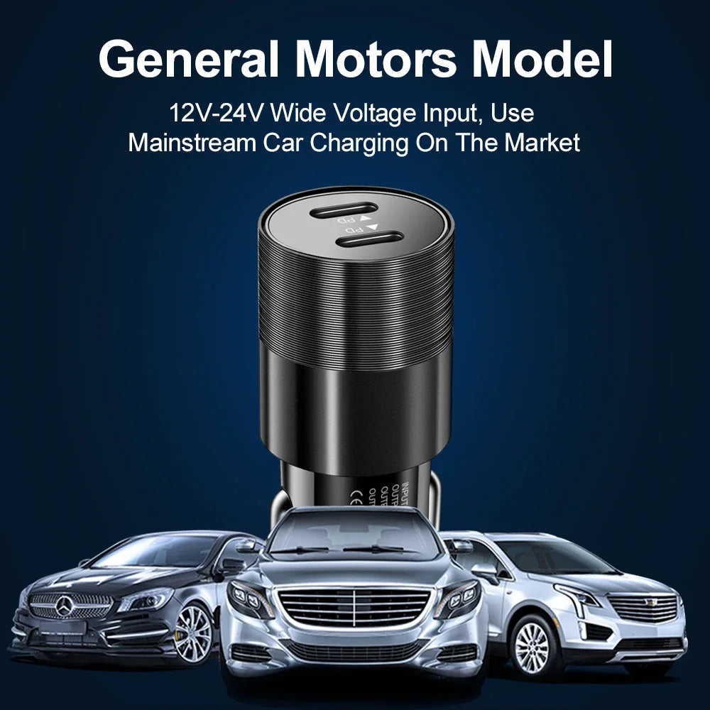 40W Dual USB-C PD Fast Car Charger – iPhone & Android