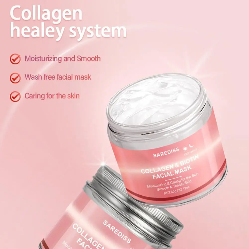 Collagen Overnight Wrapping Peel Off Facial Mask 60g Collagen Night Wrapping Mask Deeply Hydrates Night Care Mask Cream Peaceful Pleasures Health and Wellness