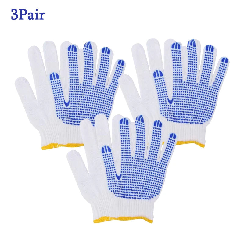 1/3/5 Pairs Work Gloves With Anti Slip Grip, PVC Dots Safety Cotton Protection ,For Painter, Mechanic Industrial Construction Peaceful Pleasures Health and Wellness Blue 3Pairs