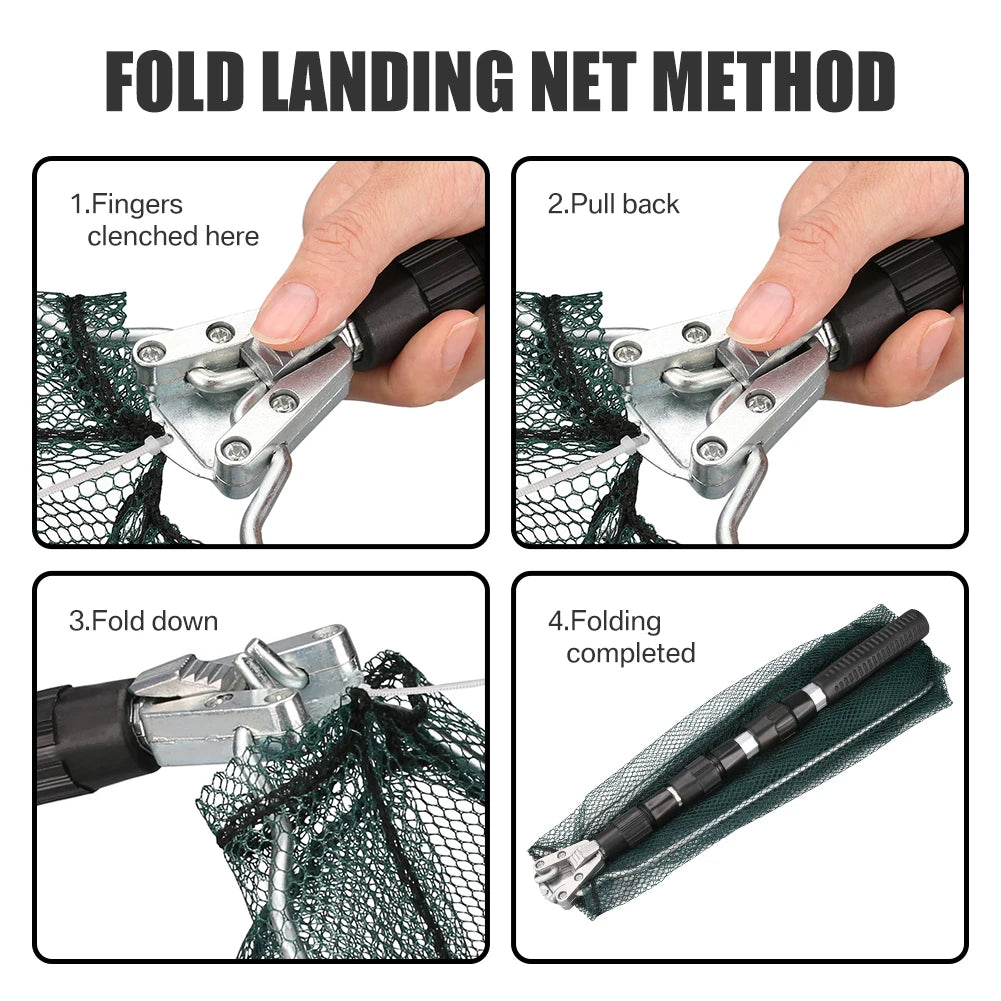 130CM Fishing Net Minnow Nets with Aluminum Collapsible Telescopic Fishing Handle Fishing Landing Net for Saltwater Freshwater Peaceful Pleasures Health and Wellness