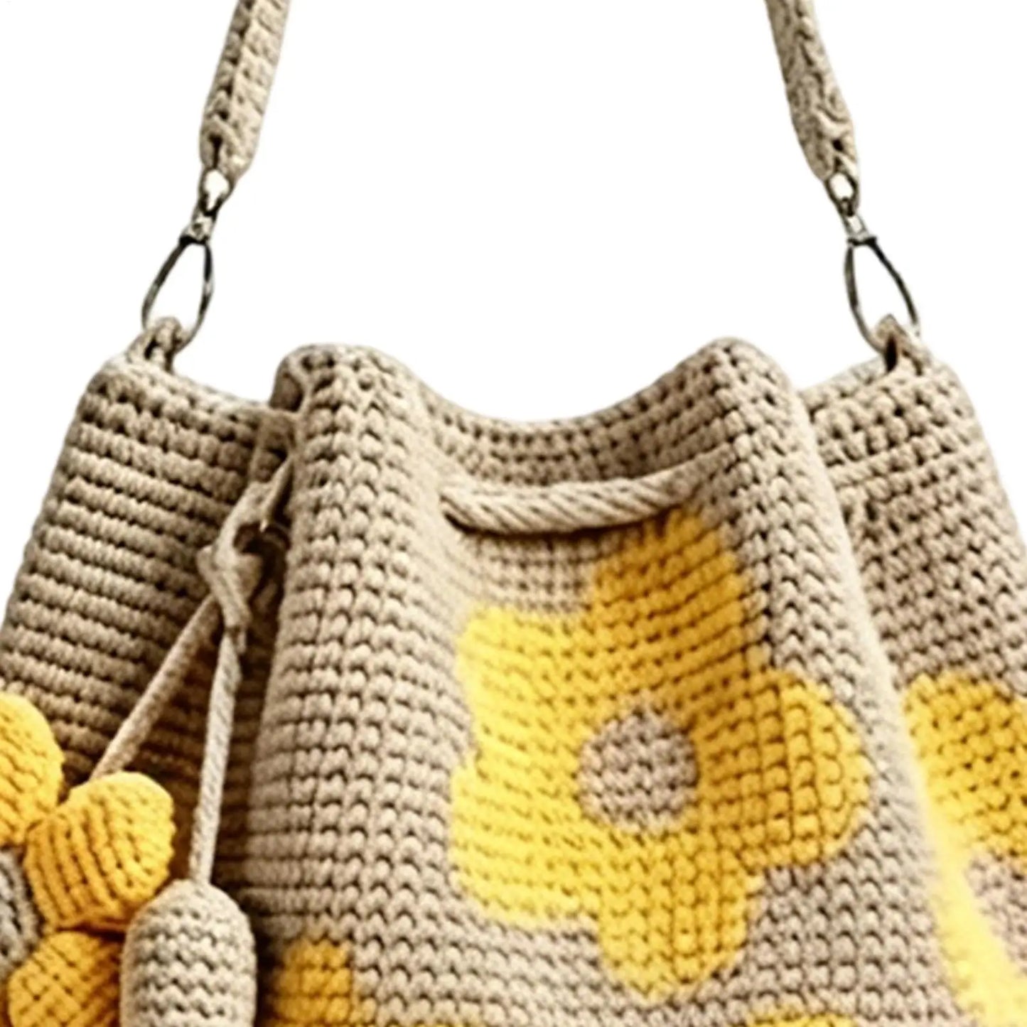 Flower Tote Bag Fashion Lightweight Handmade Floral Handbag Crochet Flower Tote Bag For Women Female Beach Sea Summer Vacation Peaceful Pleasures Health and Wellness