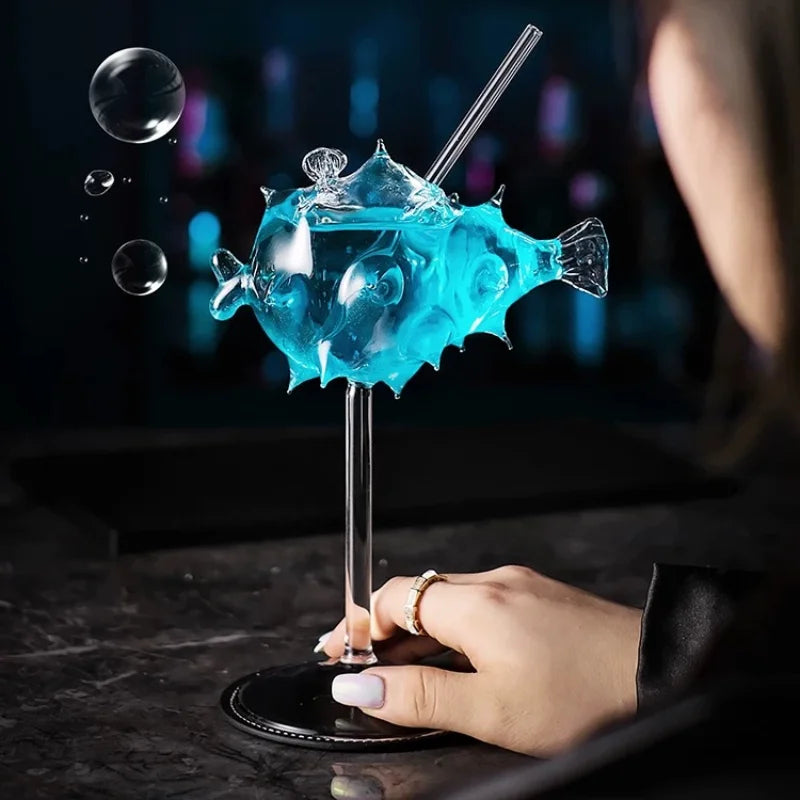 Creative Cocktail Personalized Glass Pufferfish Octopus Tall Cup Bar Swan Bird Wine Glass Wedding Party Birthday Gift Peaceful Pleasures Health and Wellness