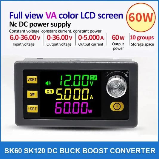 DC Buck Boost Converter SK60 SK120 Adjustable CC CV Regulated Power Supply Module for Lab Solar Charger Peaceful Pleasures Health and Wellness