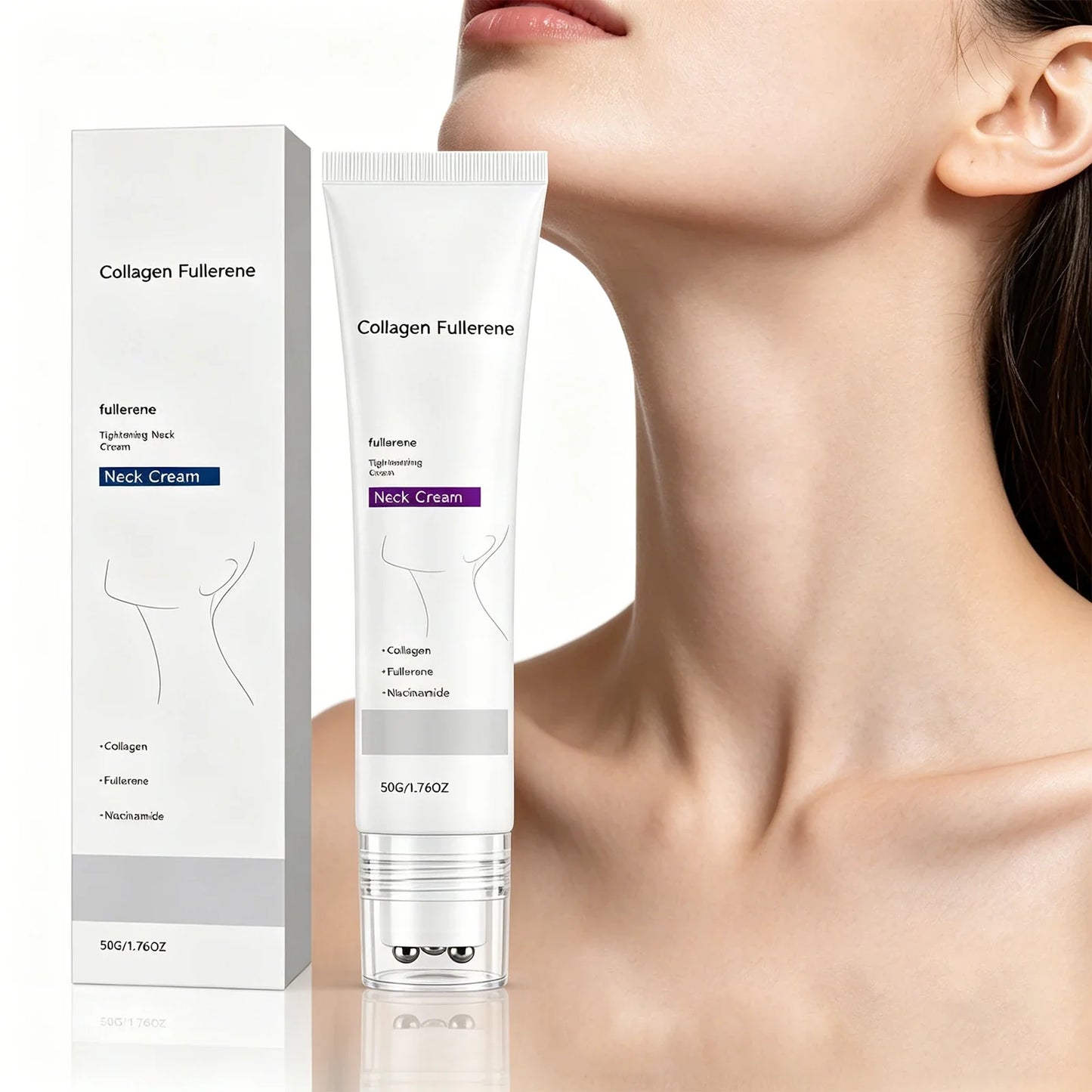 Collagen Firming Neck Cream with Rollerball Massager – 50g