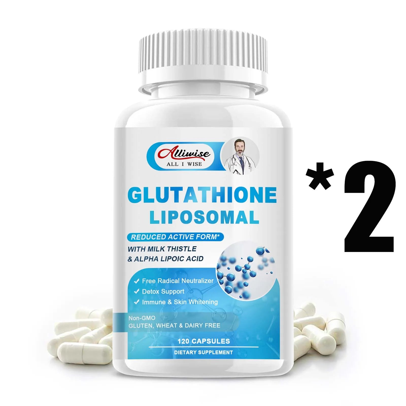 Alliwise Glutathione Capsules – Antioxidant & Skin Clarity Supplement Dietary Supplement Peaceful Pleasures Health and Wellness