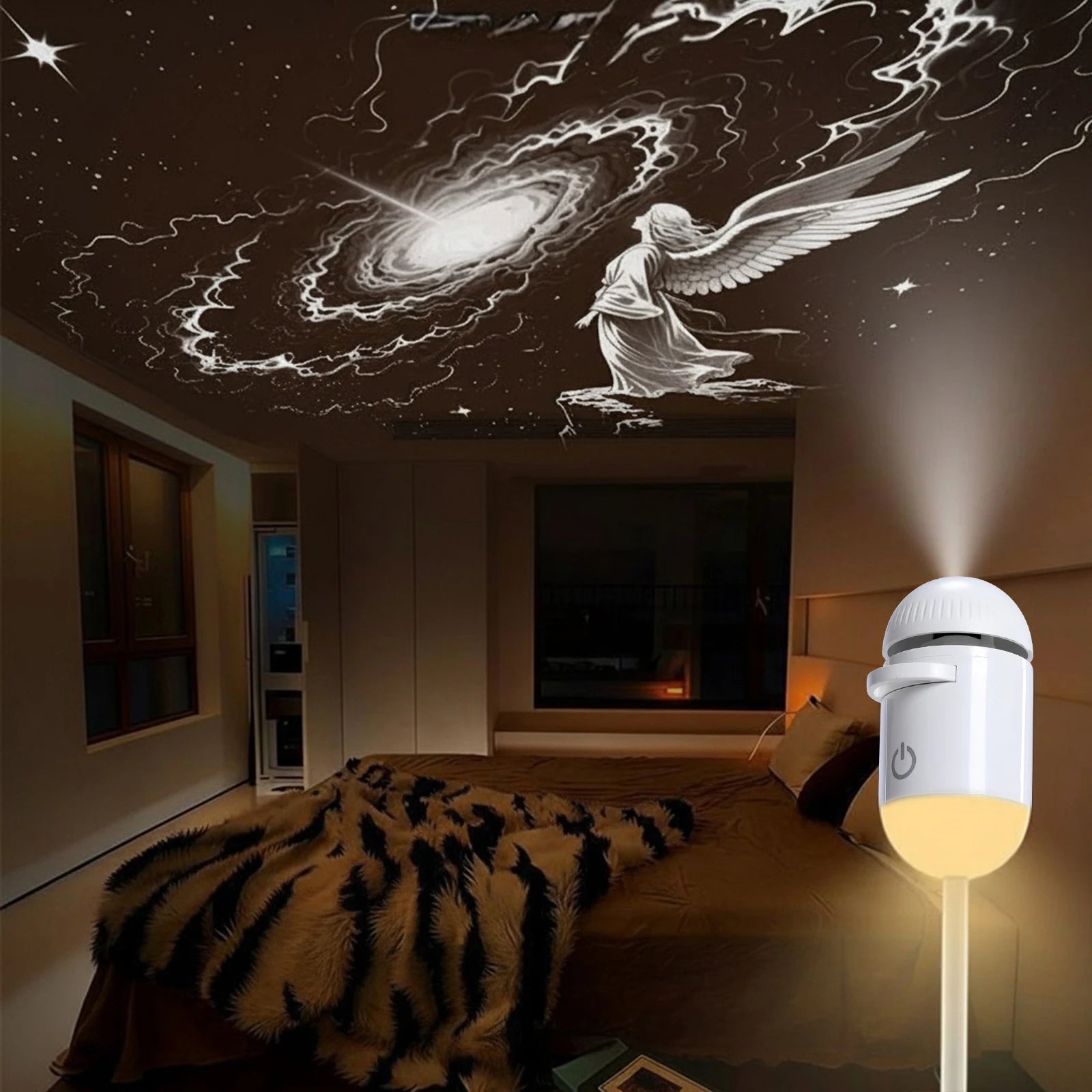 2-in-1 Galaxy Projector Night Light Multi Projection Films Starry Sky Night Light USB Projection Lamp for Bedroom Ceiling Wall Peaceful Pleasures Health and Wellness