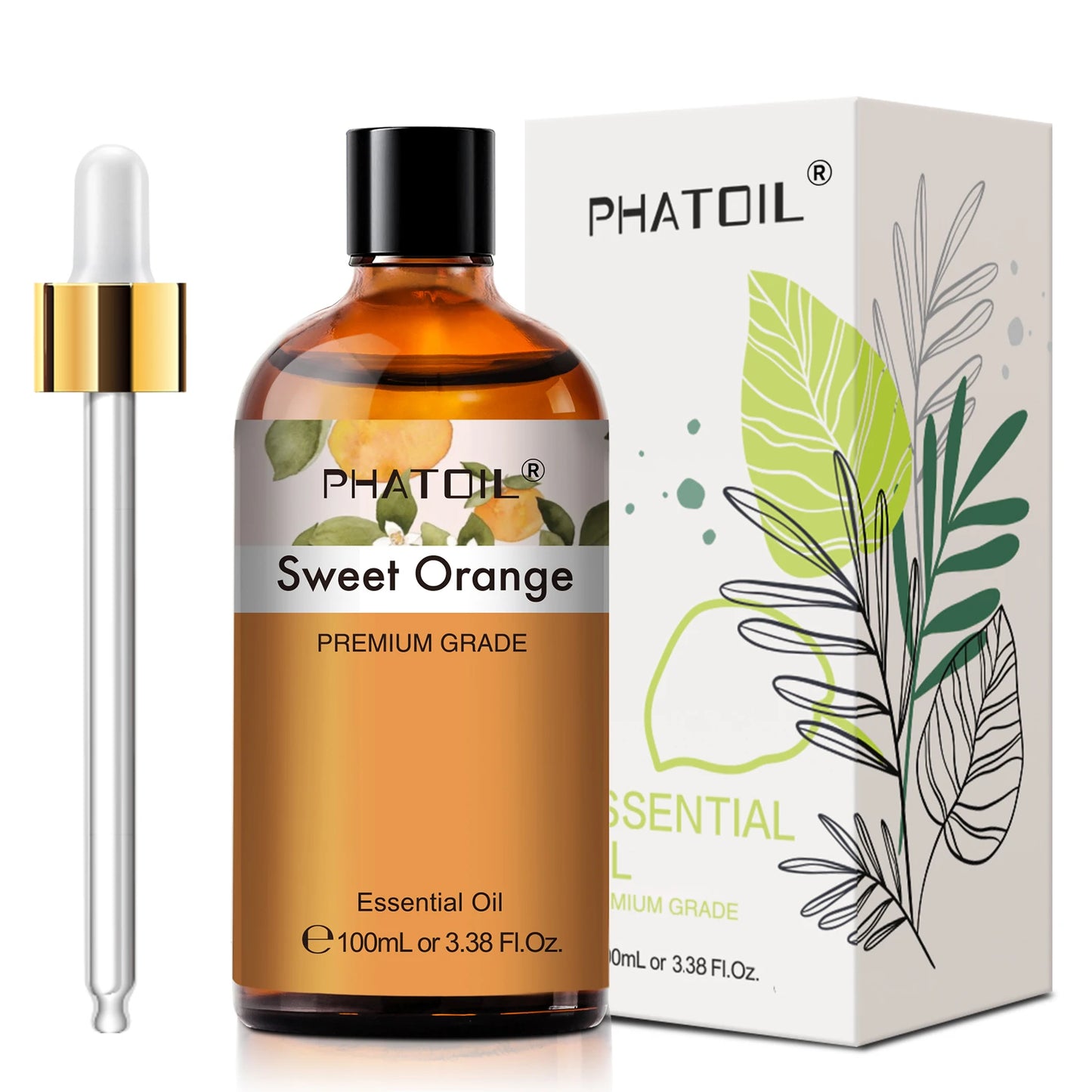 PHATOIL 100ml Pure Essential Oil Lavender Jasmine Vanilla Sandalwood Sweet Orange Lemon Aromatherpay Essential Oils For Diffuser Peaceful Pleasures Health and Wellness Sweet Orange United States 100ml