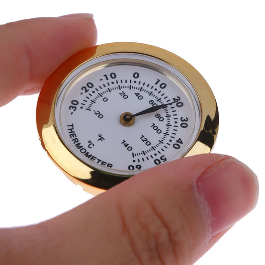 Cigar Box Juggling Moisture-proof Box Direct Pin Embedded 37mm Pointer Mini Gold Silver Thermometer Hygrometer Peaceful Pleasures Health and Wellness