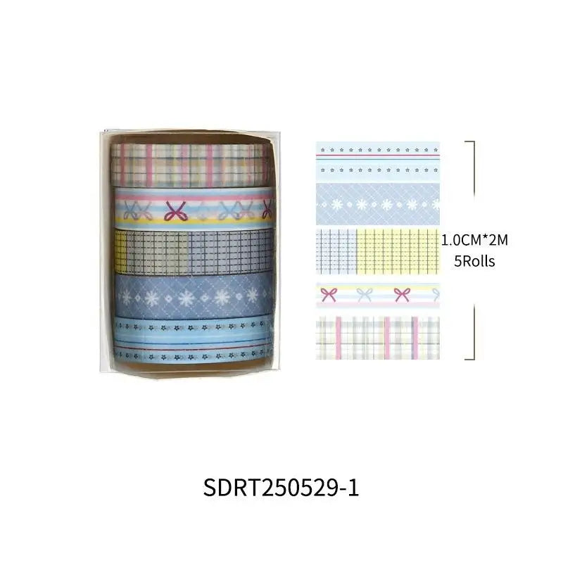 5-Pack Cherry Star Cartoon Washi Tape for Journals & Planners