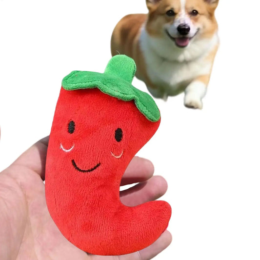 Chili-Shape Squeaky Plush Dog Toy – Bite-Resistant Chew Toy Dog Chew Toy Peaceful Pleasures Health and Wellness