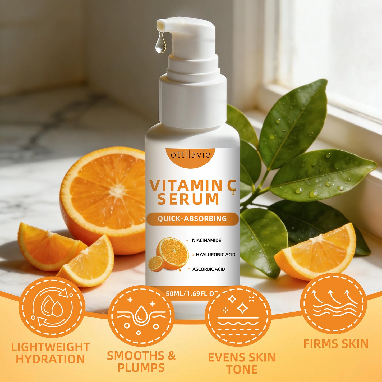 ottilavie VITAMIN C SERUM – Gentle Non-Irritating Formula for Sensitive Skin, Hydrating & Fast-Absorbing, Travel-Friendly Peaceful Pleasures Health and Wellness
