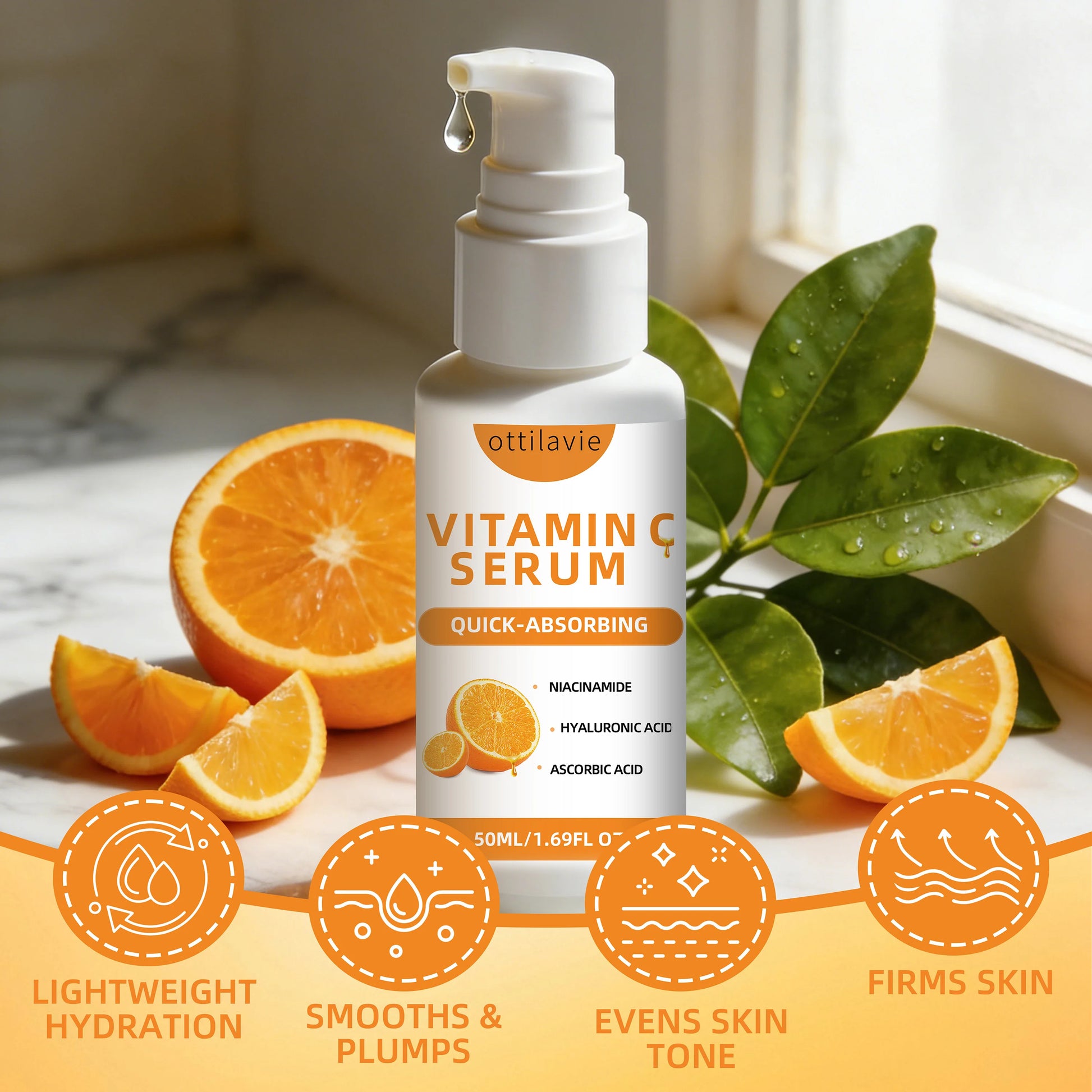 ottilavie VITAMIN C SERUM – Gentle Non-Irritating Formula for Sensitive Skin, Hydrating & Fast-Absorbing, Travel-Friendly Peaceful Pleasures Health and Wellness