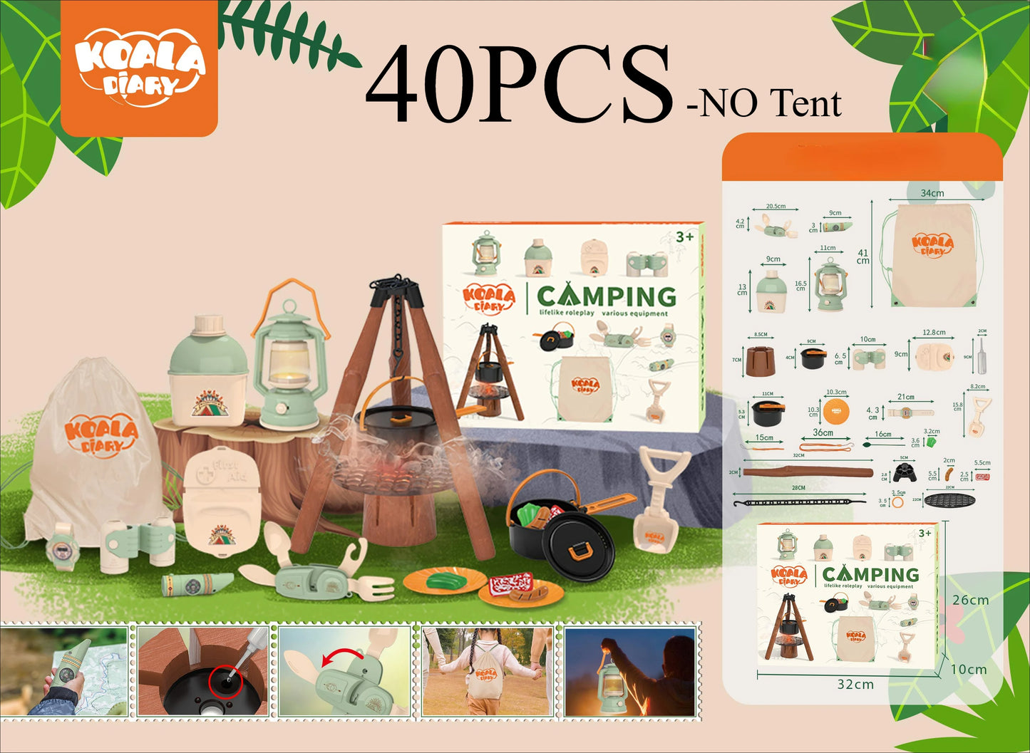 Kids Camping Explorer Set – Tent, Campfire & Binoculars Toy