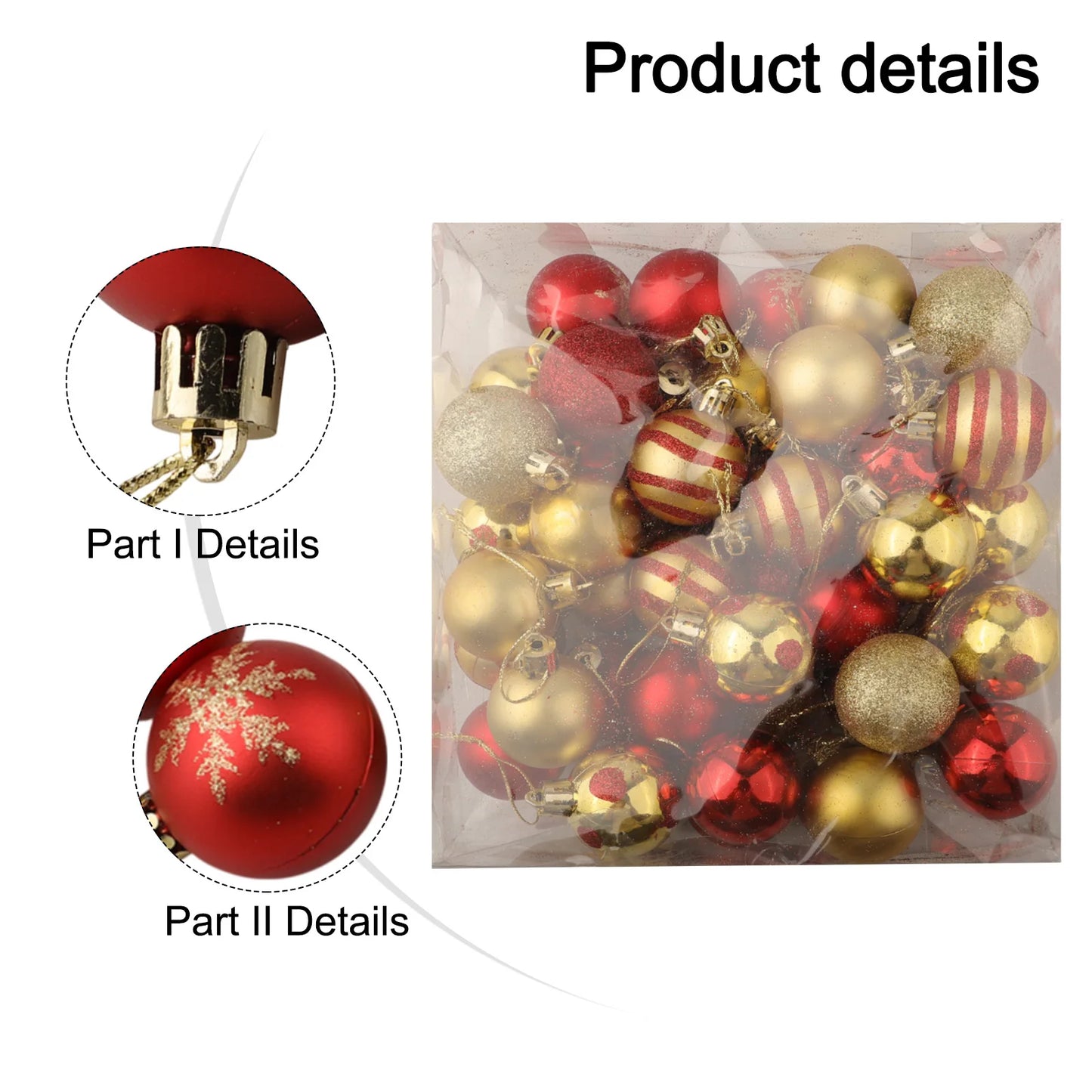 Christmas Ball Ornaments Tree Decorations Red Gold Hanging Bauble