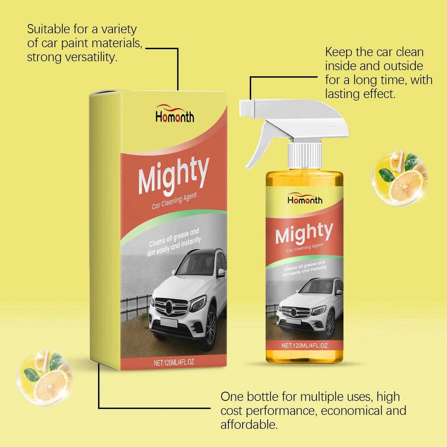 Homonth Mighty Car Cleaner Spray – All-in-One 120ml