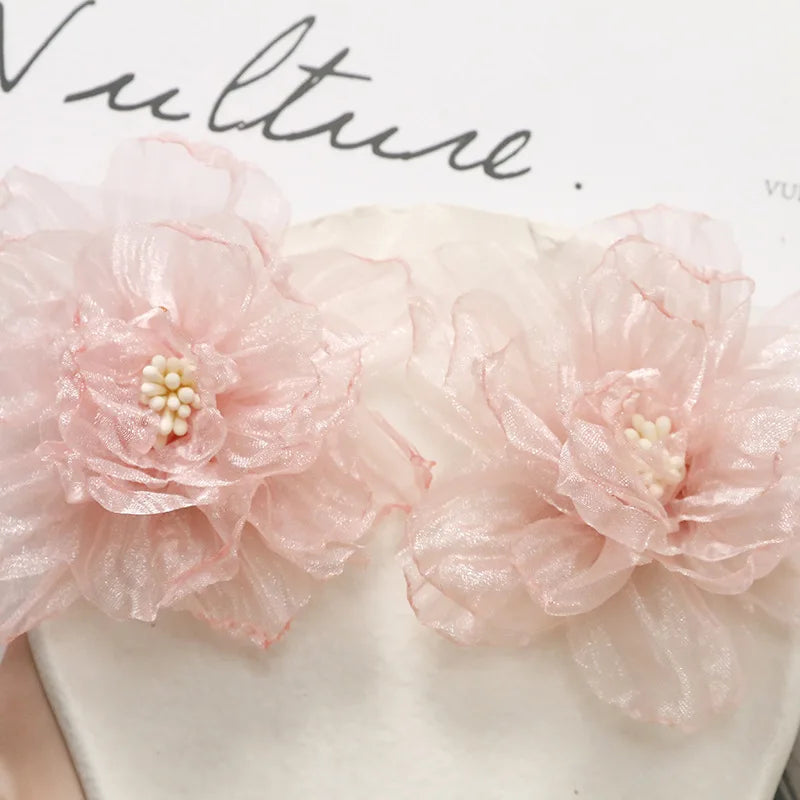 75mm Organza Fabric Flower for DIY Hair Clips & Headbands