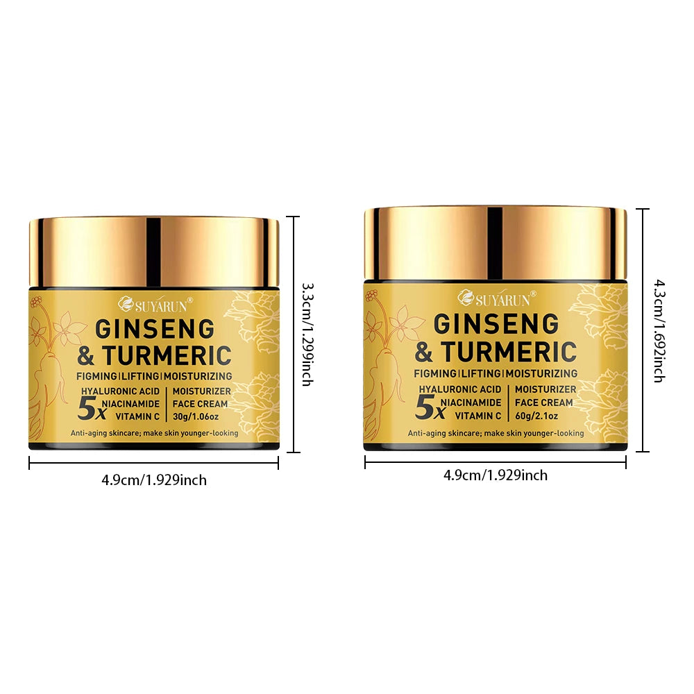 SUYARUN Ginseng Turmeric Face Cream - Anti-Aging Brightening Moisturizer, Natural Skincare for All Skin Types. Peaceful Pleasures Health and Wellness